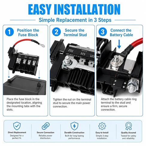 BC3Z-14526-BA مجموعة قواطع دوائر الصمامات متعددة الأغراض، صمام حجرة المحرك ميجا فيوز متوافق مع 2011-2016 Ford F-250 F-350 F-450 Super Duty 6.7L ديزل، يستبدل BC3T-14A094-BC in Kuwait