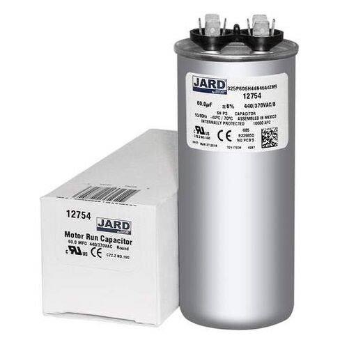 60 uF x 370 or 440 VAC - Jard # 12754 Round Dual Run Capacitor, Sold Each in Kuwait