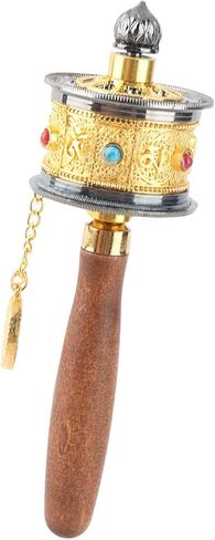 Asixxsix Hand Held Prayer Wheel, Alloy Tibetan Buddhist Om Mani Padme Hum Functioning Buddhist Prayer Wheel, Buddhist Supplies Buddhist Six Words Prayer Wheel (Gold) in Kuwait