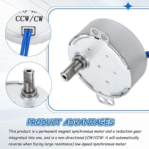 MECCANIXITY Synchronous Motor, AC100-127V 50/60Hz 5-6 RPM CW/CCW 4W Flush Shaft Low Speed Slow Rotating Turnable Motor for Electric Fan, Heater, Art Projects in Kuwait