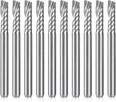 10pcs O Flute Aluminium Router Bits 1/8 Inch Shank Spiral Up Cut Bit Single End Mill Set Solid Tungsten Carbide CNC Engraving Milling Cutter in Kuwait