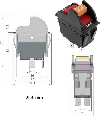 ECSiNG 2 قطعة SW7A منشار طاولة مفتاح تشغيل وإيقاف 12A/20A 250V متوافق مع Delta 489105-00 متوافق مع Ryobi in Kuwait