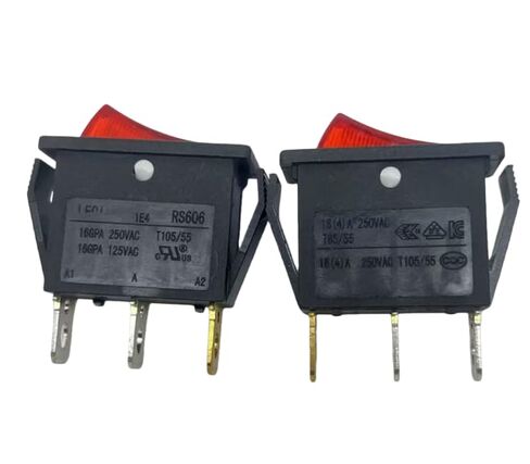 2PCS 3-pin 2-Position RS606 Rocker Switch Compatible with LECI with Red Light Normally Open 16A 250VAC in Kuwait