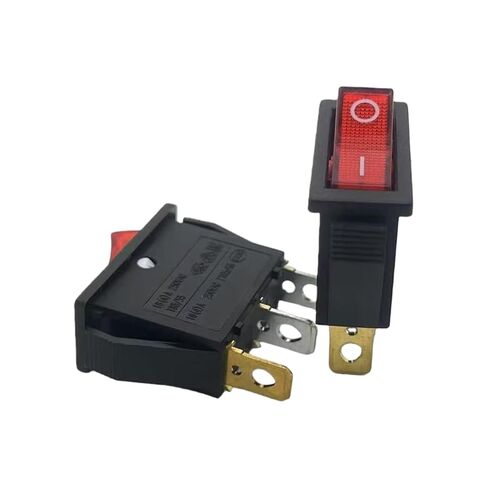 2PCS 3-pin 2-Position RS606 Rocker Switch Compatible with LECI with Red Light Normally Open 16A 250VAC in Kuwait