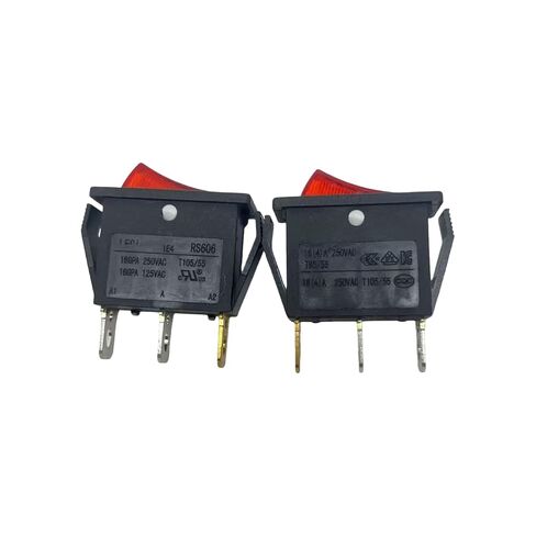 2PCS 3-pin 2-Position RS606 Rocker Switch Compatible with LECI with Red Light Normally Open 16A 250VAC in Kuwait