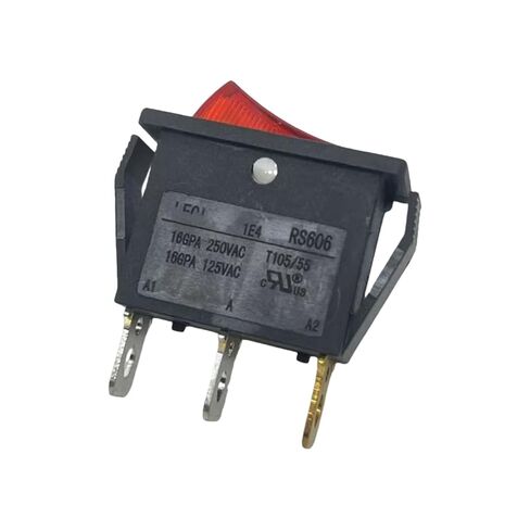 2PCS 3-pin 2-Position RS606 Rocker Switch Compatible with LECI with Red Light Normally Open 16A 250VAC in Kuwait