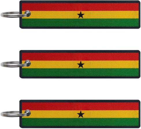 JAVD Ghana Flag Keychain Tag with Key Ring - Keys, Cars, Motorcycles, Backpacks, Luggage and Gifts - EDC (3 Pack) in Kuwait