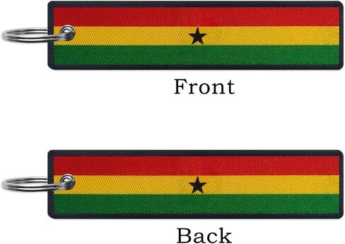 JAVD Ghana Flag Keychain Tag with Key Ring - Keys, Cars, Motorcycles, Backpacks, Luggage and Gifts - EDC (3 Pack) in Kuwait