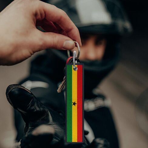 JAVD Ghana Flag Keychain Tag with Key Ring - Keys, Cars, Motorcycles, Backpacks, Luggage and Gifts - EDC (3 Pack) in Kuwait
