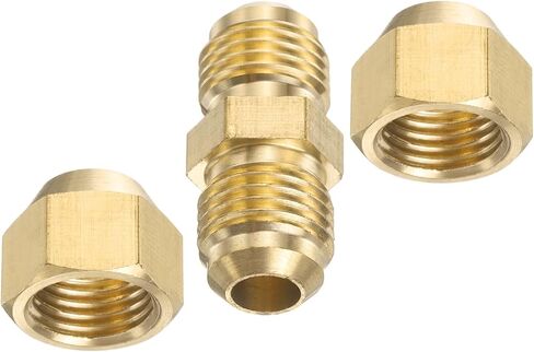 PATIKIL 6mm OD Copper Pipe Extension Joint Connectors, 1 Pcs Free Welding Copper Flare Fittings Pipe Coupling Adapter with Flare Nut for A C Pipeline Connection in Kuwait