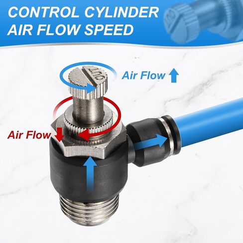 HARFINGTON 3pcs Air Flow Control Valve 10mm Tube OD x 3/8" PT Thread Push to Connect Fitting Air Line Fitting Elbow 90 Degree Speed Control Valve Adapter Fitting in Kuwait