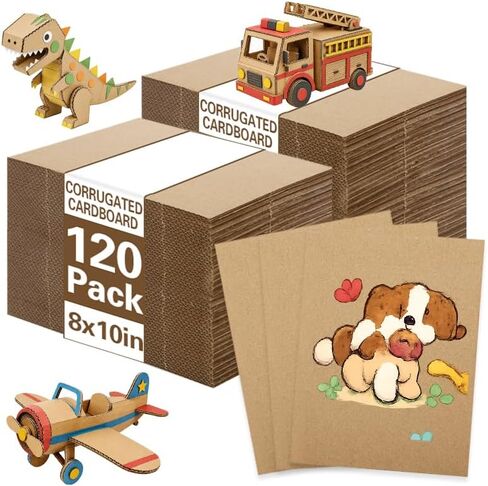 120 Pack Corrugated Cardboard Sheets 8.5 x 11 Inch, Kraft Cardboard Sheets for Crafts, DIY Projects, Art Supplies, Packaging Inserts and Printing in Kuwait