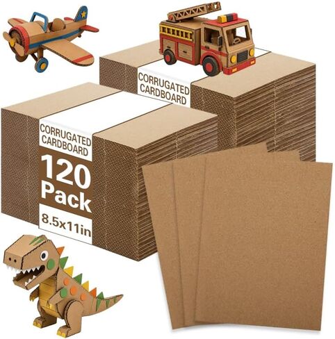 120 Pack Corrugated Cardboard Sheets 8.5 x 11 Inch, Kraft Cardboard Sheets for Crafts, DIY Projects, Art Supplies, Packaging Inserts and Printing in Kuwait