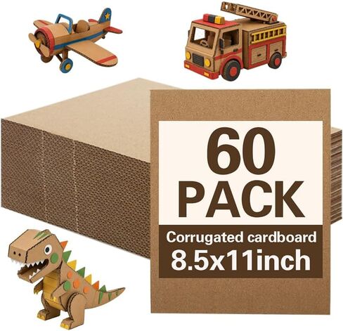 120 Pack Corrugated Cardboard Sheets 8.5 x 11 Inch, Kraft Cardboard Sheets for Crafts, DIY Projects, Art Supplies, Packaging Inserts and Printing in Kuwait