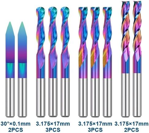 10 قطعة CNC دوامة راوتر بت مجموعة 1/8 عرقوب الثلاثي لقم نحت كربيد قاطعة المطحنة الكرة الأنف نهاية مطحنة مسطحة القاع للخشب البلاستيك in Kuwait