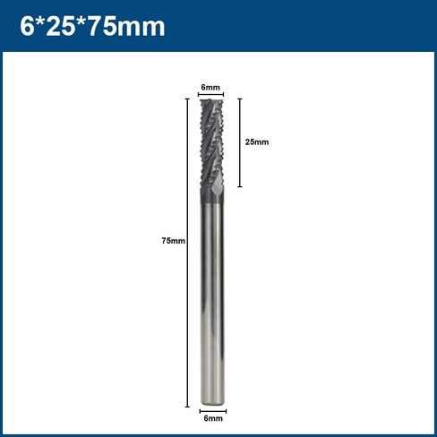 1pcs HRC50 Solid Carbide Roughing End Mill 4 Flute 4-12mm Cutting Diameter CNC Milling Cutter Bit for Hardness Less Than 50 HRC Metal Machining(6xD6x25x75L) in Kuwait