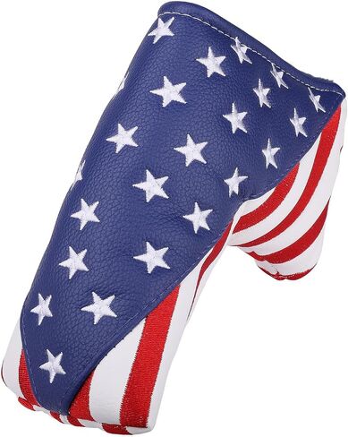 Golf Club Head Cover, USA Stars and Stripes Embroidery | Driver Fairway Wood Hybrid, Mallet, Square Mallet, Blade Putter Cover, Soft Leather, Fit Most Brands in Kuwait