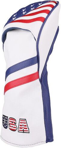 Golf Club Head Cover, USA Stars and Stripes Embroidery | Driver Fairway Wood Hybrid, Mallet, Square Mallet, Blade Putter Cover, Soft Leather, Fit Most Brands in Kuwait