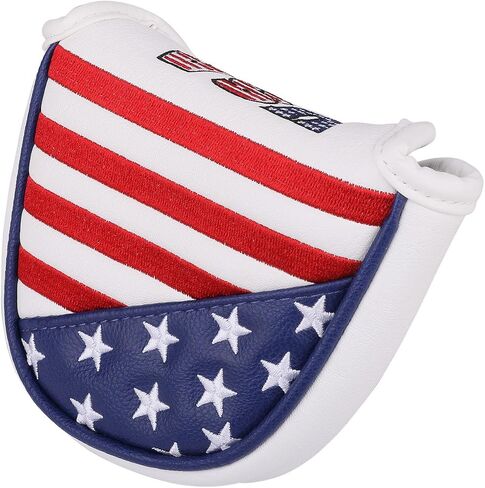 Golf Club Head Cover, USA Stars and Stripes Embroidery | Driver Fairway Wood Hybrid, Mallet, Square Mallet, Blade Putter Cover, Soft Leather, Fit Most Brands in Kuwait