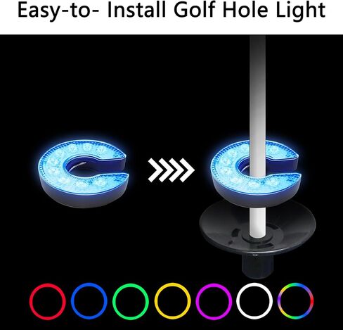 KINGTOP Mini Golf Flagstick with RGB Hole Light, Practice Putting Green Flags for Yard, Golf Pin Flag Hole Cup Set, Light Up Night Golf Party, 4-Pack in Kuwait