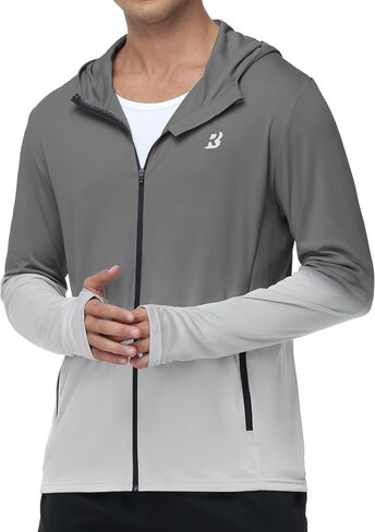 Roadbox Men’s UPF 50+ Sun Hoodie, Full Zip Long Sleeve Lightweight Jacket, UV Protection Shirt for Outdoor Fishing Hiking in Kuwait