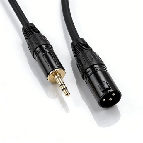 كابل ذكر 3.5 ملم إلى XLR، متوافق مع الميكروفون ومكبر الصوت، مقبس ستيريو صغير إلى محول صوت XLR (أسود، 3FT) in Kuwait