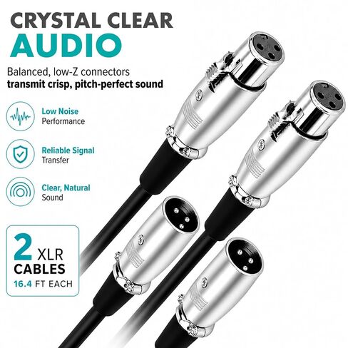 كابل Movo Premium XLR المميز المكون من قطعتين (3 أقدام) - كابل ميكروفون متوازن من ذكر إلى أنثى مع روابط كابل - كابل ميكروفون محمي بثلاثة دبابيس لتسجيل الاستوديو، والبث الصوتي، والصوت المباشر، والخلاطات وأنظمة PA in Kuwait