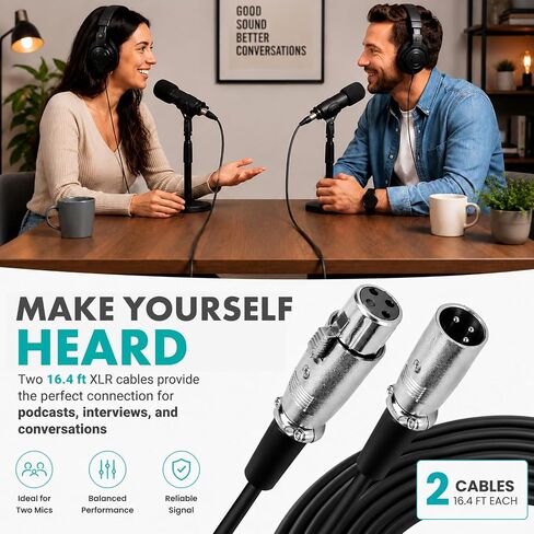 كابل Movo Premium XLR المميز المكون من قطعتين (3 أقدام) - كابل ميكروفون متوازن من ذكر إلى أنثى مع روابط كابل - كابل ميكروفون محمي بثلاثة دبابيس لتسجيل الاستوديو، والبث الصوتي، والصوت المباشر، والخلاطات وأنظمة PA in Kuwait