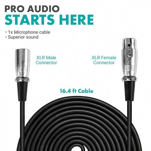 كابل Movo Premium XLR المميز المكون من قطعتين (3 أقدام) - كابل ميكروفون متوازن من ذكر إلى أنثى مع روابط كابل - كابل ميكروفون محمي بثلاثة دبابيس لتسجيل الاستوديو، والبث الصوتي، والصوت المباشر، والخلاطات وأنظمة PA in Kuwait