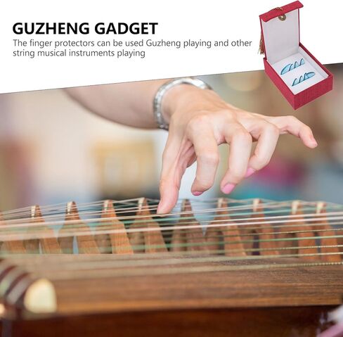 مجموعة أظافر اللعب Guzheng الاحترافية الكبيرة باللون الأزرق الجليدي من Mobestech، أعواد أصابع واقية لممارسة Guzheng والأداء، أغطية أصابع كريستال قوية لأداة السلسلة in Kuwait