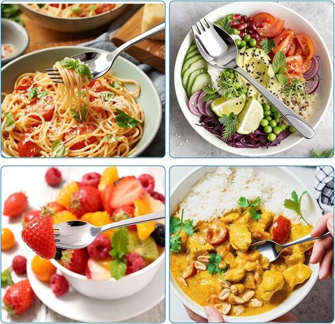 Ninsula Spork 6 Pack, Food Grade Sporks Stainless Steel 6 Inch Long 2 In 1 Spoon and Fork, Metal Spork for Dessert, Ice Cream, Salad, Soup, Noodle, Fruit (Silver) in Kuwait
