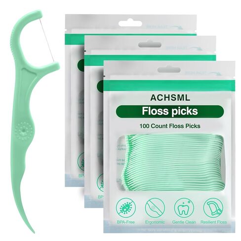 Floss Picks - 200 Count Wear Resistant Dental Floss Picks BPA Free Durable Dental Floss Ergonomic Design 2 in 1 Tooth Picks Flossers for Teeth Cleaning 2 Pack Green in Kuwait