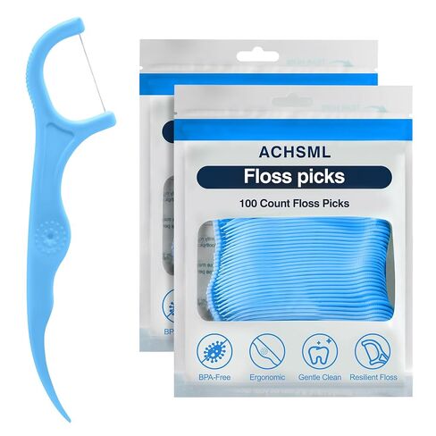 Floss Picks - 200 Count Wear Resistant Dental Floss Picks BPA Free Durable Dental Floss Ergonomic Design 2 in 1 Tooth Picks Flossers for Teeth Cleaning 2 Pack Green in Kuwait