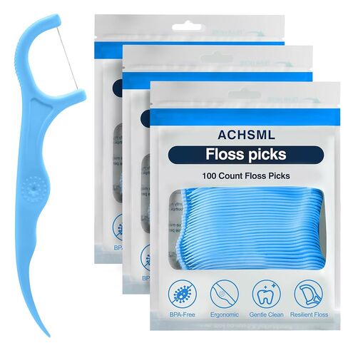 Floss Picks - 200 Count Wear Resistant Dental Floss Picks BPA Free Durable Dental Floss Ergonomic Design 2 in 1 Tooth Picks Flossers for Teeth Cleaning 2 Pack Green in Kuwait