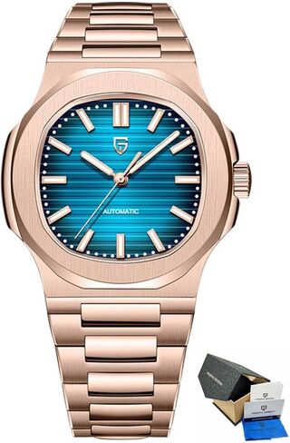 Pagani Design Automatic Watch for Men, Rose Gold 40mm Stainless Steel Minimalist Analog Gift Wristwatch with Synthetic Sapphire Dial Glass,100m Waterproof in Saudi Arabia