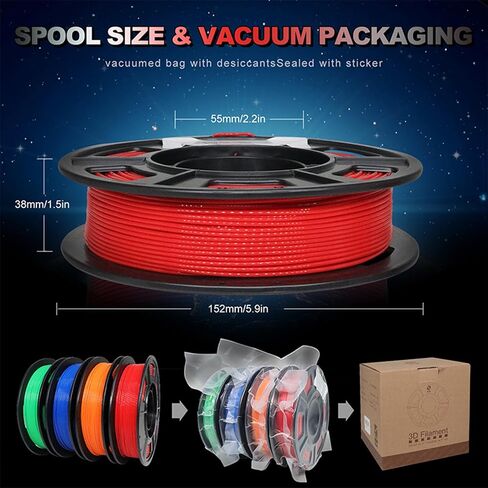 حزمة خيوط YOUSU PLA Plus 1.75 مم 4 × 250 جم، 4 عبوات 1 كجم PLA+ عينة من خيوط الطابعة ثلاثية الأبعاد، طباعة ثلاثية الأبعاد دقة متعددة الأبعاد +/- 0.02 مم (2.2 رطل)، أحمر/برتقالي/أزرق/أخضر in Kuwait