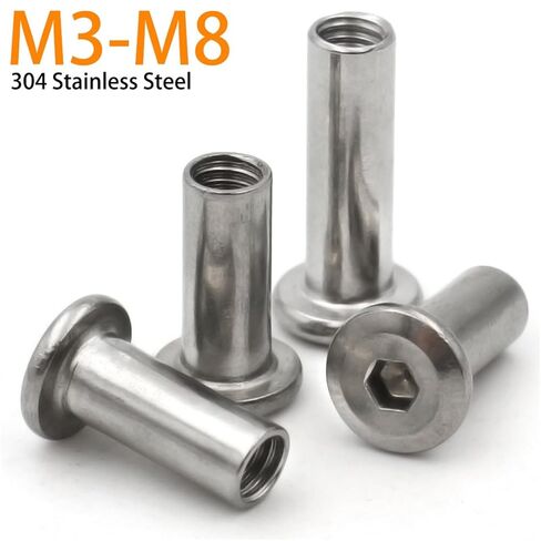 M3 M4 M5 M6 M8 304 الفولاذ المقاوم للصدأ كبير شقة مسدس عرافة المقبس رئيس برشام موصل إدراج غطاء الأكمام المشتركة الجوز (طول 8 مللي متر) in Kuwait