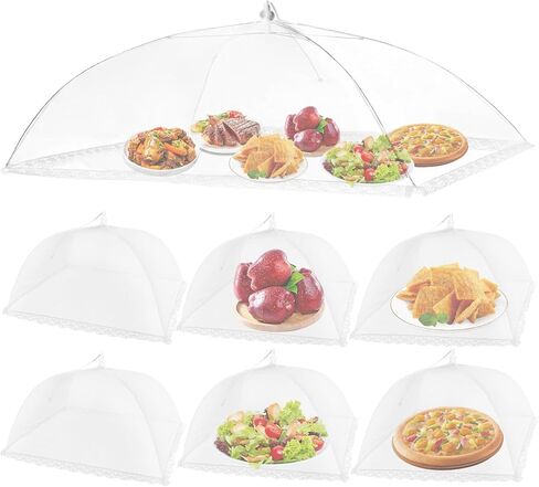 NEPAK 6 Large and Tall Food Covers, 17"x17" Food Tents Food Covers for Outdoors,Pop-up Mesh Food Covers Nets for Outside,Screen Tents,Parties Picnics, BBQ,Reusable and Collapsible in Kuwait