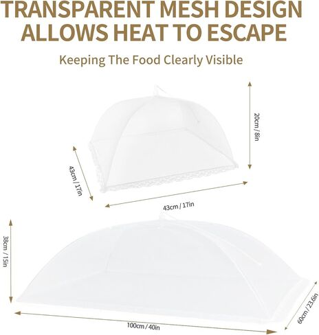 NEPAK 6 Large and Tall Food Covers, 17"x17" Food Tents Food Covers for Outdoors,Pop-up Mesh Food Covers Nets for Outside,Screen Tents,Parties Picnics, BBQ,Reusable and Collapsible in Kuwait