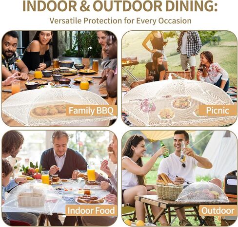 NEPAK 6 Large and Tall Food Covers, 17"x17" Food Tents Food Covers for Outdoors,Pop-up Mesh Food Covers Nets for Outside,Screen Tents,Parties Picnics, BBQ,Reusable and Collapsible in Kuwait