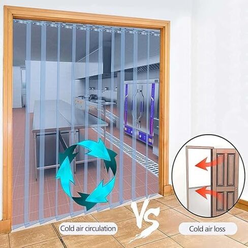 ستارة باب بلاستيكية شفافة، مجموعة ستائر باب PVC، ستارة شريطية شفافة من PVC للتخزين البارد والجراجات وغرف الحيوانات الأليفة، مقاومة للماء ومتينة، (شفافة، 330 عرض × 120 ارتفاع سم) in Saudi Arabia