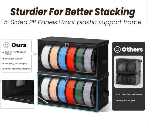 3D Printer Filament Storage Box, 4 Pack, Holds 24 Rolls | 3D Filament Storage Container Holder with Front Support Frame, Desiccant, 3D Printer Accessories for Home, Office, Studio in Kuwait