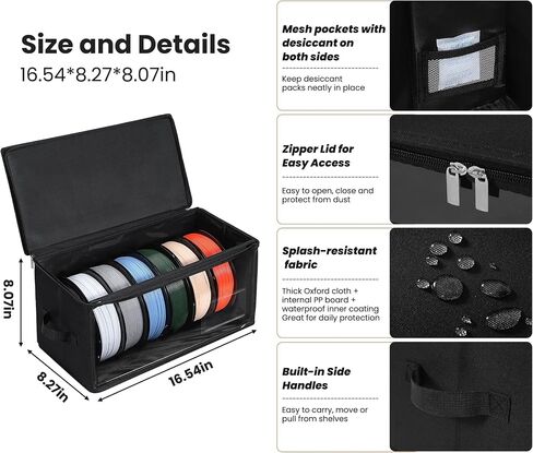 3D Printer Filament Storage Box, 4 Pack, Holds 24 Rolls | 3D Filament Storage Container Holder with Front Support Frame, Desiccant, 3D Printer Accessories for Home, Office, Studio in Kuwait