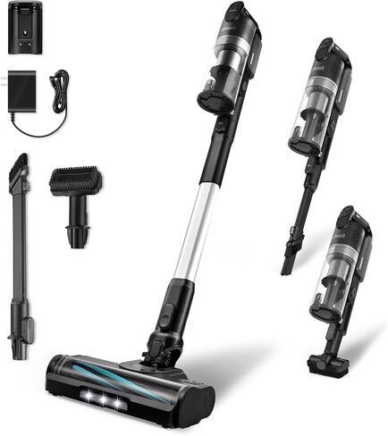 مكنسة كهربائية لاسلكية LEVOIT VortexIQ® لشعر الحيوانات الأليفة، وقت تشغيل 50 دقيقة | شفط قوي، تقنية NeoSight™ التي تكشف الغبار بالضوء الأخضر، فرشاة مضادة للتشابك، قائمة بذاتها، تصميم مسطح بزاوية 180 درجة، فلتر HEPA in Kuwait
