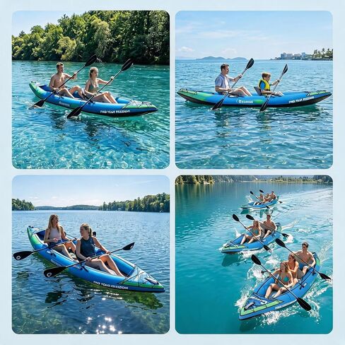 2-Person Inflatable Drop-Stitch Kayak Complete Accessory Kit, 144-Inch Portable Inflatable Touring Kayak, 450 LBS Weight Capacity Lightweight Inflatable Canoe for Lakes, Rivers and Coastal Waters in Kuwait