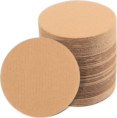 MixTeach 120 Pcs Round Corrugated Cardboard Sheets 2mm Thick Circle Paper Sheets 4 Inches Round Flat Packaging Cardboard Pads for Kids DIY Crafts Art Projects Wedding Christmas Festival Decor in Kuwait