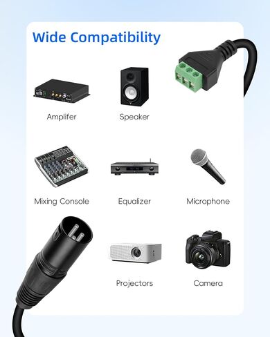 كابل ذكر XLR إلى كابل محول طرفي بدون لحام 3Pin، كابل محول طرفي XLR أنثى إلى 3Pin مع مفك براغي لمكبرات الصوت، معدات الصوت، الجيتارات، KTV، الاستوديوهات (زوج واحد) in Kuwait