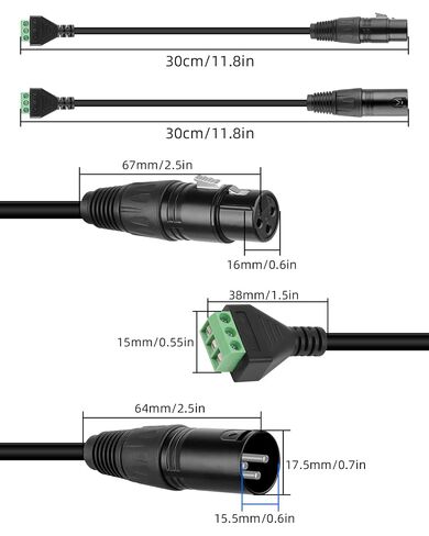 كابل ذكر XLR إلى كابل محول طرفي بدون لحام 3Pin، كابل محول طرفي XLR أنثى إلى 3Pin مع مفك براغي لمكبرات الصوت، معدات الصوت، الجيتارات، KTV، الاستوديوهات (زوج واحد) in Kuwait