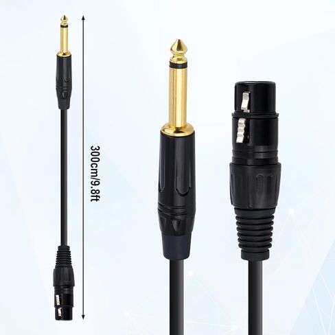2 قطعة كابل أنثى 1/4 بوصة إلى XLR، كابل ميكروفون أنثى متوازن ممتاز 6.35 مم TRS إلى 3pin XLR مناسب لمضخم صوت الميكروفون ومكبر الصوت النشط in Kuwait
