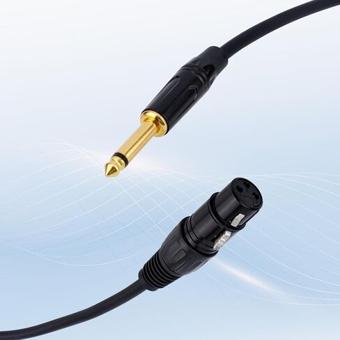 2 قطعة كابل أنثى 1/4 بوصة إلى XLR، كابل ميكروفون أنثى متوازن ممتاز 6.35 مم TRS إلى 3pin XLR مناسب لمضخم صوت الميكروفون ومكبر الصوت النشط in Kuwait